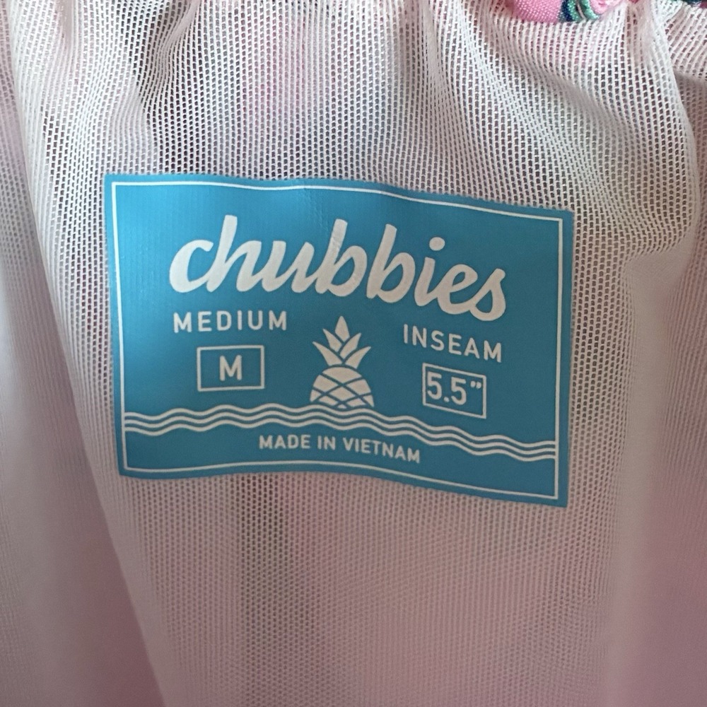 Chubbies The Glades Mesh Liner Swim Trunks Pink Alligator 5.5 Inch Mens Medium - Picture 4 of 4